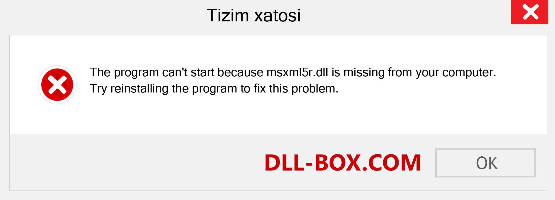 msxml5r.dll fayli yo'qolganmi?. Windows 7, 8, 10 uchun yuklab olish - Windowsda msxml5r dll etishmayotgan xatoni tuzating, rasmlar, rasmlar